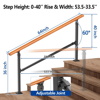 Uokrr Outdoor Handrails For Exterior Steps 5 Step Indoor Stairs Railing Mild Steel Metal Hand Railing For Porchconcretewooden