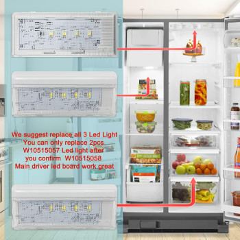 Wisiny W10515057 Refrigerator Led Light Compatible For Whirlpool Wrs325Fdam04 Freezer Light Wrs325Fdam02 Light Wrs322Fdam04 Ligh