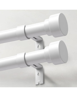 Ifels 2 Pack Heavy Duty Curtain Rods For Windows 66 To 120 Inch 1 Inch White Adjustable Curtain Rod Set With Easy Installation