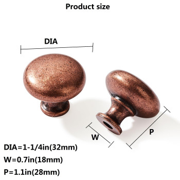 Khtumeware 10 Pack 114 Vintage Antique Copper Zinc Alloy Cabinet Knobs Single Hole Center Kitchen Cabinet Pull Hardware Fo