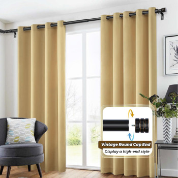 Heavy Duty Corner Window Curtain Rods 36 To 72 Inch Hotozon 1 Inch Telescoping Single Drapery Rod Black End Cap Finials