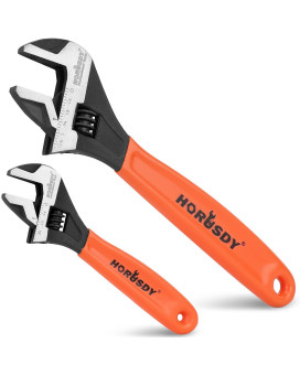 Horusdy Adjustable Wrench Set 2Piece 6Inch And 10Inch Crescent Wrench Metric Sae Scales Cushion Grip Wrench Crv