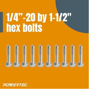 Powertec 71862 4 Pcs Doublecut Profile Universal Ttrack 36 Wez Mount Predrilled Holes And 10Pack Ttrack Knobs With 14