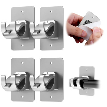 Ciemgnzoc 4Pcs No Drill Curtain Rod Brackets Selfadhesive Curtain Rods No Drilling Nail Free Adjustable Curtain Rod Holders