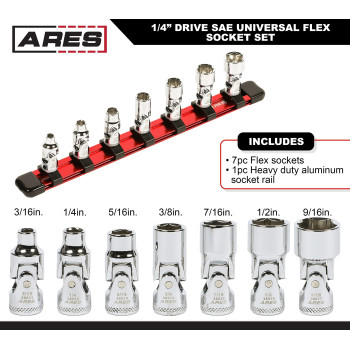 Ares 39017 10Piece Multidrive 10Mm Socket Set With Aluminum Rail Premium Chrome Vanadium Socket Set Includes Shallow And D