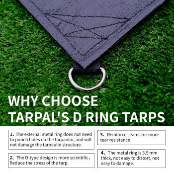 Tarpal Tarp 5X72Pack Heavy Duty Tarps 14Mil Dshaped Metal Ring Waterproof Uv Protection Triangular Design Reinforced Corners