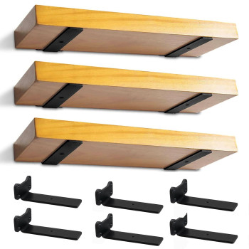 Floating Shelf Brackets Heavy Duty Industrial L Shelf Bracket 15 Inch Thick Premium Solid Steel Shelf Supports Black Rustic Wa