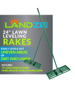 Landzie Lawn Leveling Rake 24 Inch Steel Handle Lawn Leveler Yard Leveling Rake And Lawn Leveling Tool Dirt Leveling Rake And S