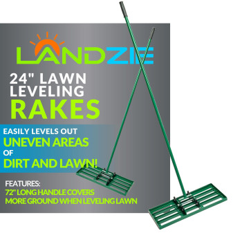 Landzie Lawn Leveling Rake 24 Inch Steel Handle Lawn Leveler Yard Leveling Rake And Lawn Leveling Tool Dirt Leveling Rake And S