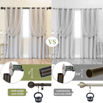 Tangwin Bronze Curtain Rods For Windows 48 To 84 Inch47Ft 1 Inch Adjustable Curtain Rod Heavy Duty Curtain Rods Netted Textur