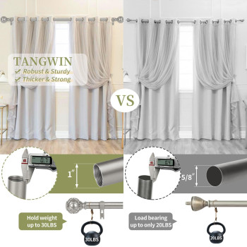 Tangwin 2 Pack Silver Curtain Rods For Windows 28 To 48 Inch234Ft 1 Inch Adjustable Curtain Rod Heavy Duty Curtain Rods Nett