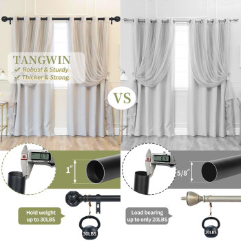 Tangwin Black Curtain Rods For Windows 48 To 84 Inch47Ft 1 Inch Adjustable Curtain Rod Heavy Duty Curtain Rods Retro Netted T