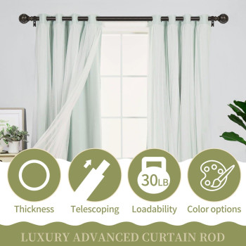 Tangwin Bronze Curtain Rods For Windows 28 To 48 Inch234Ft 1 Inch Adjustable Curtain Rod Heavy Duty Curtain Rods Netted Text