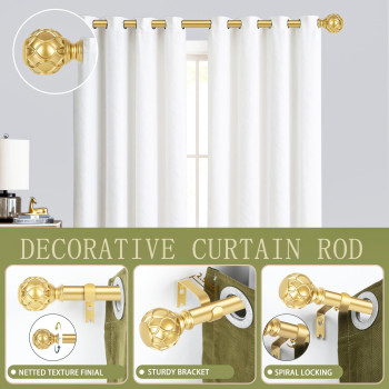 Tangwin Gold Curtain Rods For Windows 48 To 84 Inch47Ft 1 Inch Adjustable Curtain Rod Heavy Duty Curtain Rods Retro Netted Te