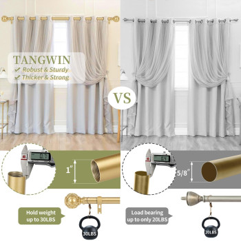 Tangwin Gold Curtain Rods For Windows 48 To 84 Inch47Ft 1 Inch Adjustable Curtain Rod Heavy Duty Curtain Rods Retro Netted Te