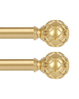 Tangwin 2 Pack Gold Curtain Rods For Windows 28 To 48 Inch234Ft 1 Inch Adjustable Curtain Rod Heavy Duty Curtain Rods Netted