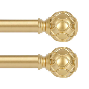 Tangwin 2 Pack Gold Curtain Rods For Windows 28 To 48 Inch234Ft 1 Inch Adjustable Curtain Rod Heavy Duty Curtain Rods Netted