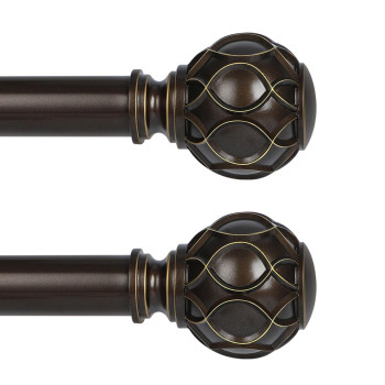 Tangwin 2 Pack Bronze Curtain Rods For Windows 48 To 84 Inch47Ft 1 Inch Adjustable Curtain Rod Heavy Duty Curtain Rods Netted