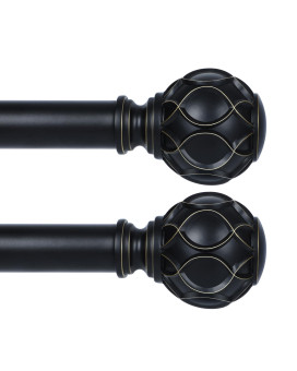 Tangwin 2 Pack Black Curtain Rods For Windows 48 To 84 Inch47Ft 1 Inch Adjustable Curtain Rod Heavy Duty Curtain Rods Netted