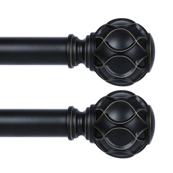 Tangwin 2 Pack Black Curtain Rods For Windows 48 To 84 Inch47Ft 1 Inch Adjustable Curtain Rod Heavy Duty Curtain Rods Netted