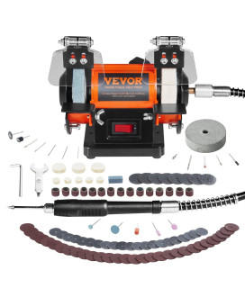 Vevor Jewelry Polisher Adjustable Variable Speed Bench Grinder Polishing Buffing Machine 3590Rpm Bench Lathe Polisher With 1