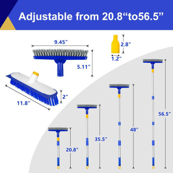 Ittaho 12 Wide Floor Scrub Brush And Grout Brush Set With Long Handle Extendable Stiff Bristle Heavy Duty Floor Grout Cleaner