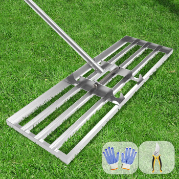 Dremmt Lawn Leveling Rake 45 65Ft Lawn Leveler Ground Full Stainless Steel Leveling Rake Landscape Rake Topdressing Spreader