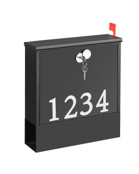 Nunsino Wallmounted Mailbox With Flag Kit And 3 Sets Of Number Stickers Metal Post Box Rustresistant For Outside Use 1524