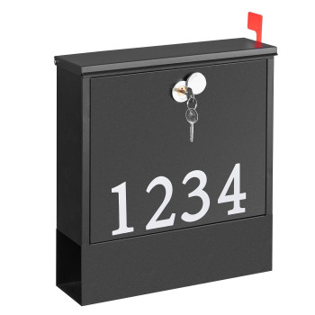 Nunsino Wallmounted Mailbox With Flag Kit And 3 Sets Of Number Stickers Metal Post Box Rustresistant For Outside Use 1524