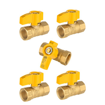 Pack Of 5 Efield Gas Ball Valve With 34 Fip X 34 Fip Brass Fittings For Gas Connectors With Quarterturn Csa Approved