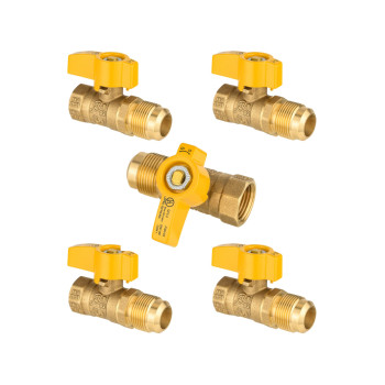 Pack Of 5 Efield 12Inch Fip X 12Inch Od Flare Straight Gas Brass Ball Valve Connector With Quarterturn Lever Handle Csa