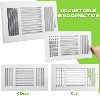 Wesiti 4 Pcs 12 X 6 Inch Vent Covers For Home Ceiling Hvac Sidewall Air Register 3 Way Vents Wall Register Solid Steel Manual Ad