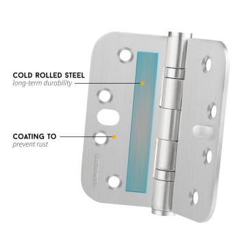 Goldenwarm 6 Pack Ball Bearing Security Door Hinges For Exterior Interior Doors 4Inch Satin Nickel Brushed Stainless Steel Hea