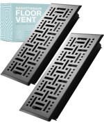 2 Pack Basketweave 2X10 Inch Decorative Floor Register Vent With Mesh Cover Trap Matte Black