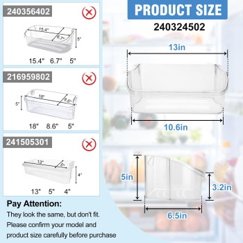 2023 Upgraded2 Pack 240324502 Refrigerator Door Shelf Bins For Frigidaire Kenmore Electrolux Refrigerator Replacement Parts