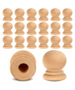 Pinkunn 50 Pcs Wood Finials 34 Inch Tall With 14 Inch Hole Unfinished Wood Drawer Knobs Pulls Handles Small Round Wooden Dowel