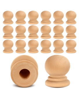 Pinkunn 50 Pcs Wood Finials 34 Inch Tall With 14 Inch Hole Unfinished Wood Drawer Knobs Pulls Handles Small Round Wooden Dowel