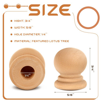 Pinkunn 50 Pcs Wood Finials 34 Inch Tall With 14 Inch Hole Unfinished Wood Drawer Knobs Pulls Handles Small Round Wooden Dowel