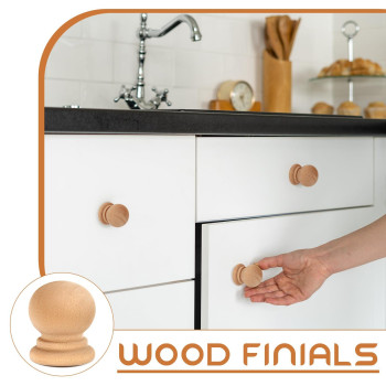 Pinkunn 50 Pcs Wood Finials 34 Inch Tall With 14 Inch Hole Unfinished Wood Drawer Knobs Pulls Handles Small Round Wooden Dowel