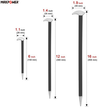 Maxpower 3 Pcs Rolling Head Pry Bar Set 6 Inch 12 Inch 16 Inch