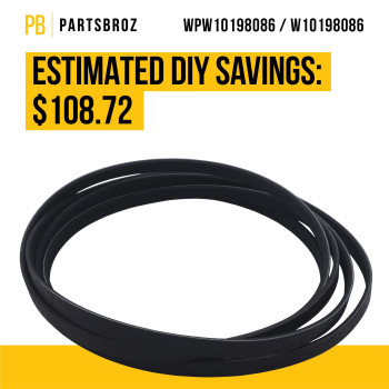 Partsbroz W10198086 Wpw10198086 Dryer Belt Compatible With Whirlpool Maytag Dryers Replaces Ps11750135 Ap6016842 1481904 7Mm