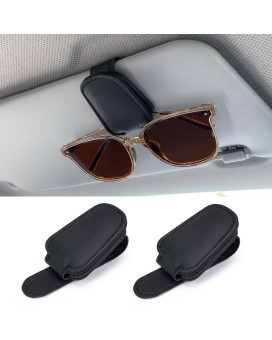 Sunglasses Holders For Car Sun Visor 2Pack Magnetic Leather Glasses Eyeglass Hanger Clip For Car Visor Sunglasses Holder Clip