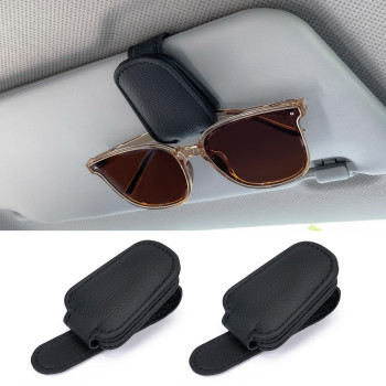 Sunglasses Holders For Car Sun Visor 2Pack Magnetic Leather Glasses Eyeglass Hanger Clip For Car Visor Sunglasses Holder Clip