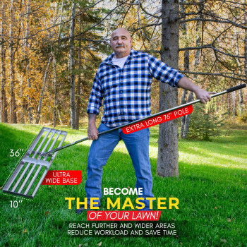 Level King Pro Superior Lawn Leveling Rake 36X10 High Grade Levelawn Tool For Unparalleled Heavy Duty Lawn Care Reliable