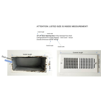 8X 8 Duct Opening Size 3Way Stamped Face Steel Ceilingsidewall Air Supply Register Vent Cover Actual Outside Dimensi