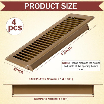 Retisee 4X12 Inches Floor Vent Covers Heavy Duty Floor Register Easy Installation Metal Heat Vent Covers With Rust Proof Finish