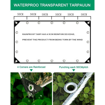 Clear Tarp 6 X 10 Pvc 14 Mil Clear Tarps Heavy Duty Waterproof 400Gm Clear Tarps Vinyl With Grommets For Camping Plants Gre