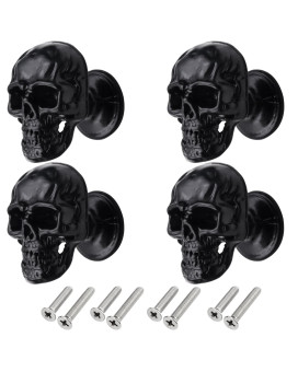 Fanyun 4 Pack Skull Skeleton Cabinets Knobs Single Hole Pull Handle For Drawer Wardrobes Bookcases Dresser Closets Hardware Fur