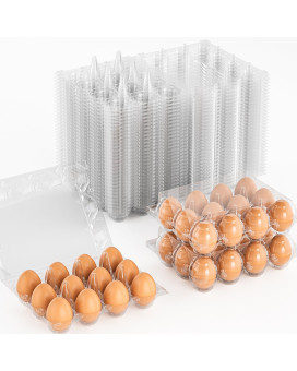 50 Pack Plastic Egg Cartons Cheap Bulk 12 Count Clear Blank Egg Containers For Chicken Eggs Reusable Egg Holder For Home Ranch