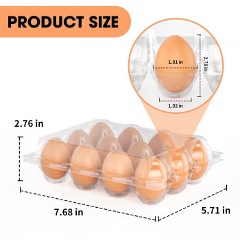 50 Pack Plastic Egg Cartons Cheap Bulk 12 Count Clear Blank Egg Containers For Chicken Eggs Reusable Egg Holder For Home Ranch